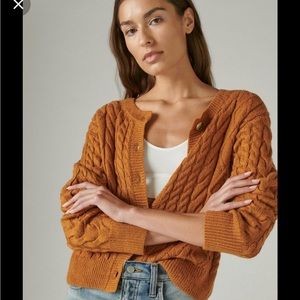 Lucky Brand Almond Cable Cardigan Sweater
